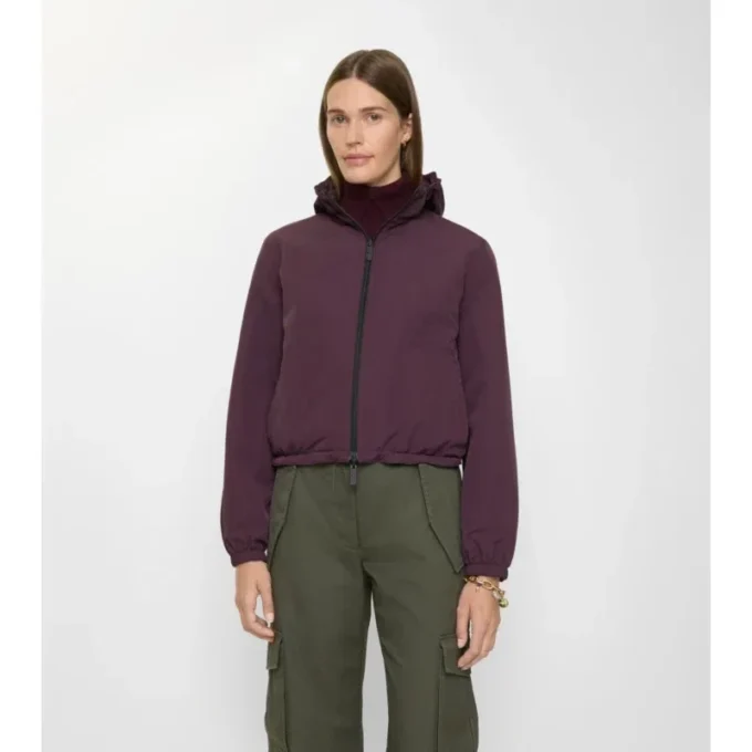 Cropped Reversible Check Hooded Jacket