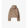 Cropped Reversible Check Hooded Jacket