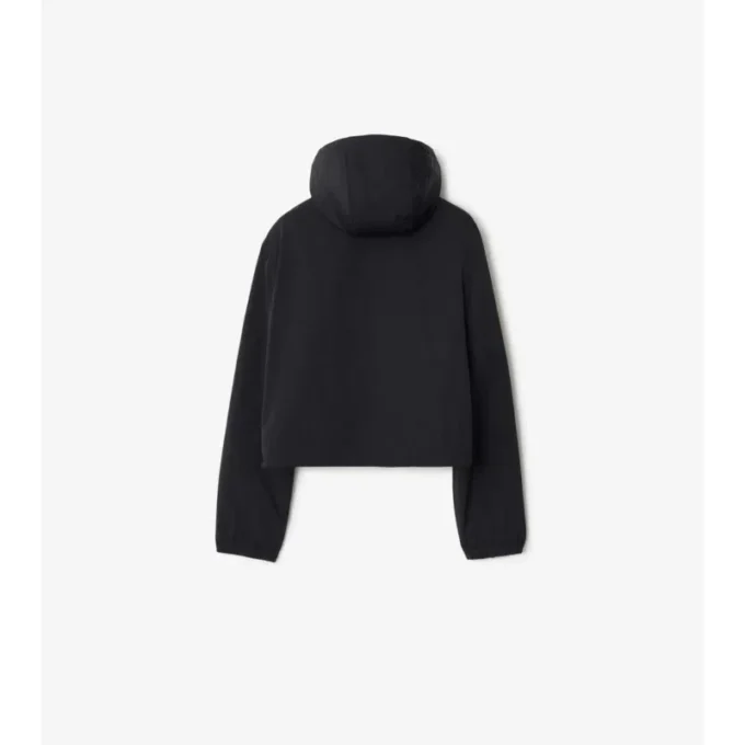 Cropped Reversible Check Hooded Jacket