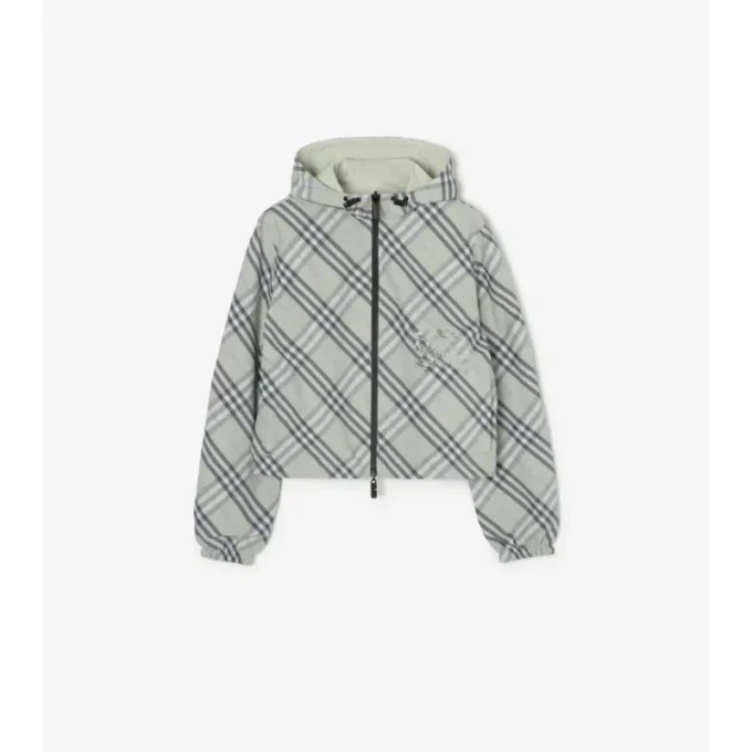 Cropped Reversible Check Jacket