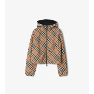 Cropped Reversible Check Jacket