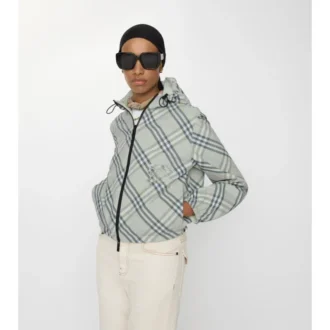 Cropped Reversible Check Jacket