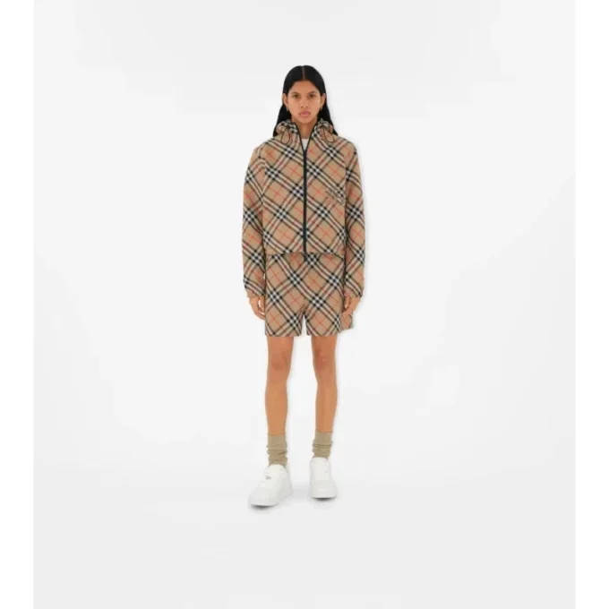 Cropped Reversible Check Jacket