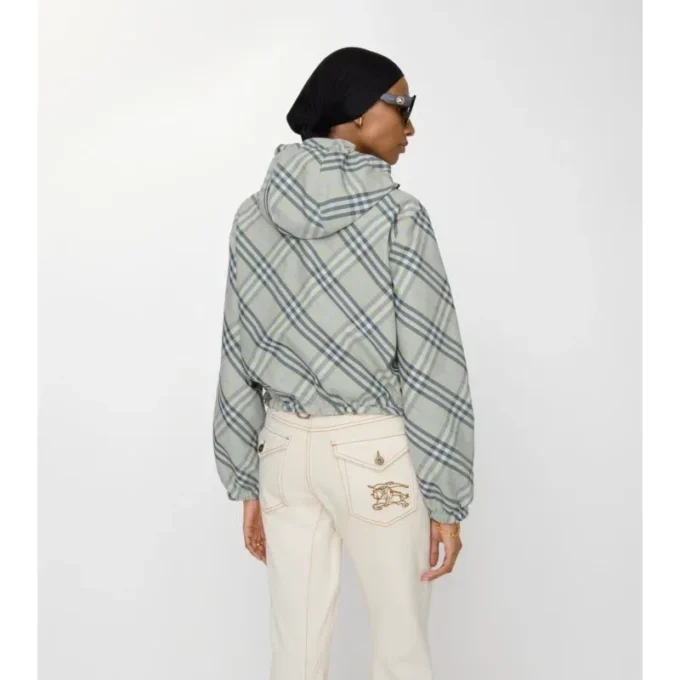 Cropped Reversible Check Jacket
