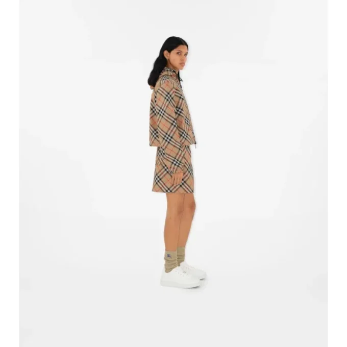 Cropped Reversible Check Jacket