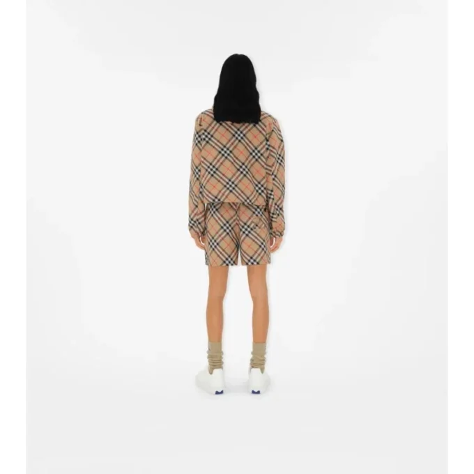 Cropped Reversible Check Jacket