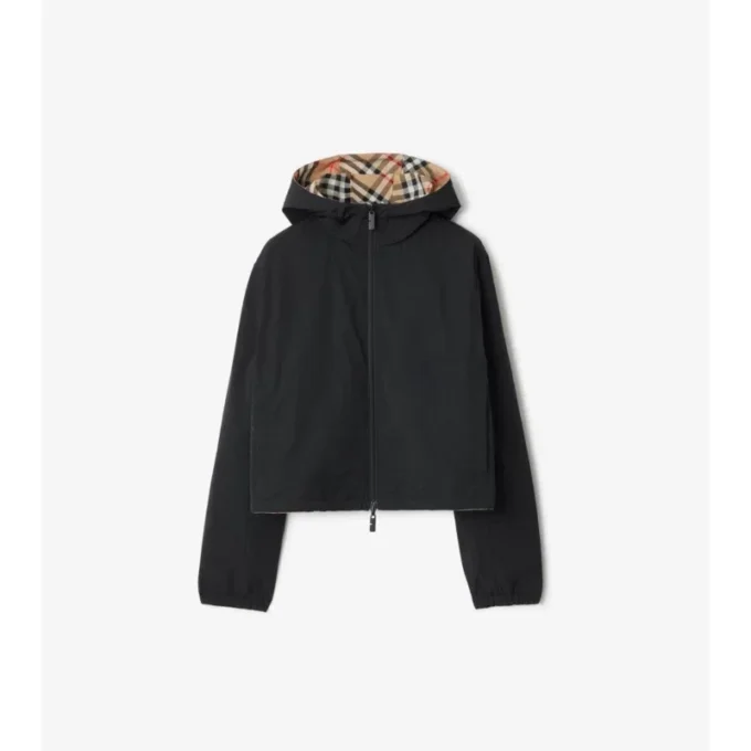 Cropped Reversible Check Jacket