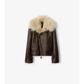 Cropped Shearling Aviator Jacket