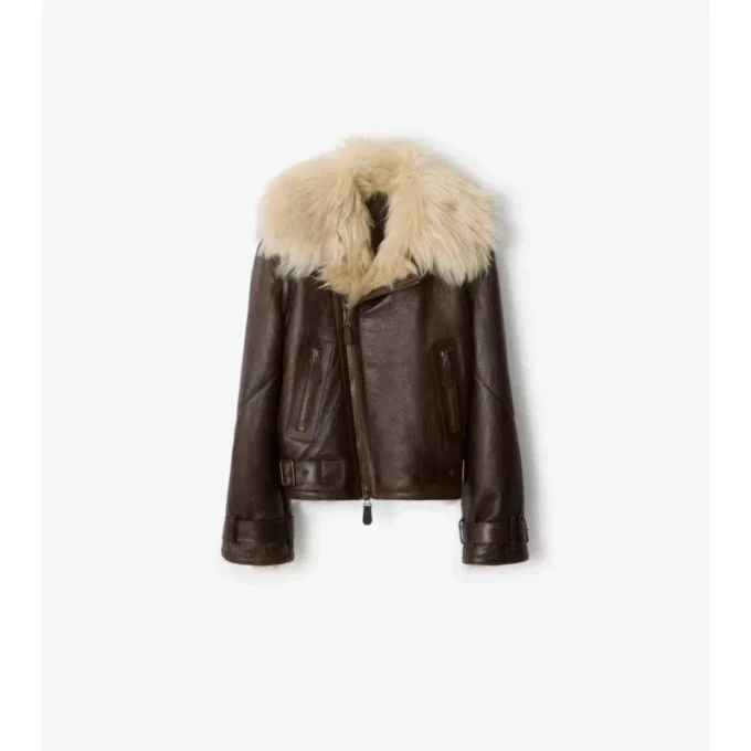 Cropped Shearling Aviator Jacket