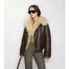 Cropped Shearling Aviator Jacket