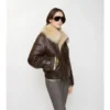 Cropped Shearling Aviator Jacket
