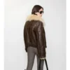 Cropped Shearling Aviator Jacket