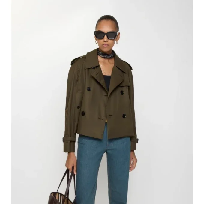 Cropped Tropical Gabardine Mayfair Trench Jacket