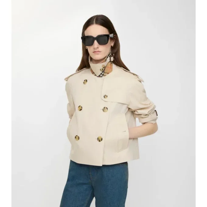 Cropped Tropical Gabardine Mayfair Trench Jacket