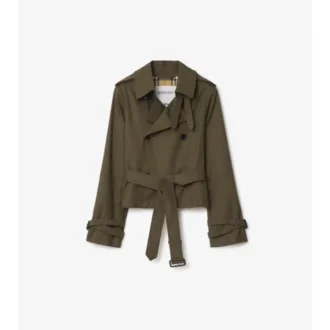 Cropped Tropical Gabardine Trench Jacket