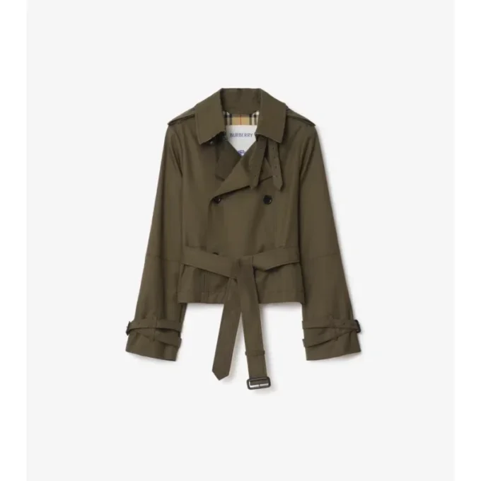 Cropped Tropical Gabardine Trench Jacket