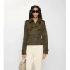 Cropped Tropical Gabardine Trench Jacket