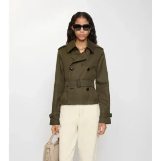 Cropped Tropical Gabardine Trench Jacket