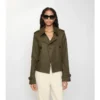 Cropped Tropical Gabardine Trench Jacket