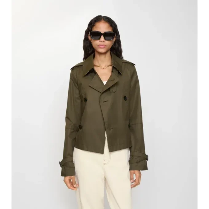 Cropped Tropical Gabardine Trench Jacket