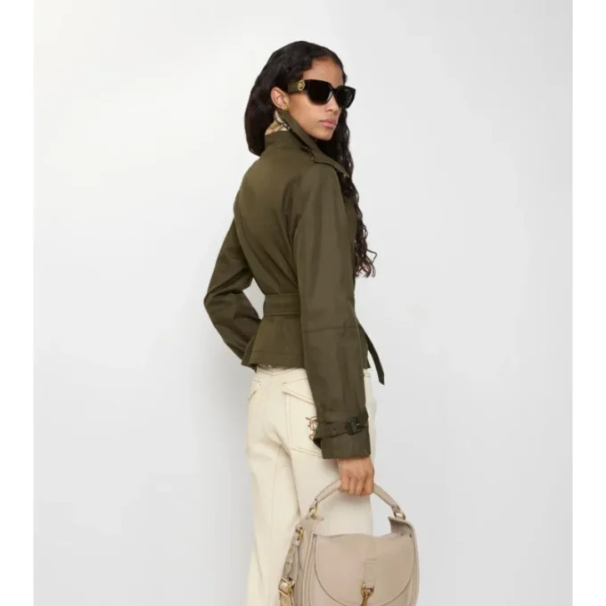 Cropped Tropical Gabardine Trench Jacket