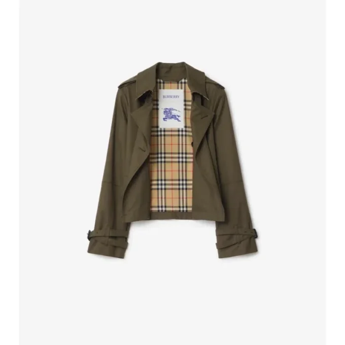 Cropped Tropical Gabardine Trench Jacket