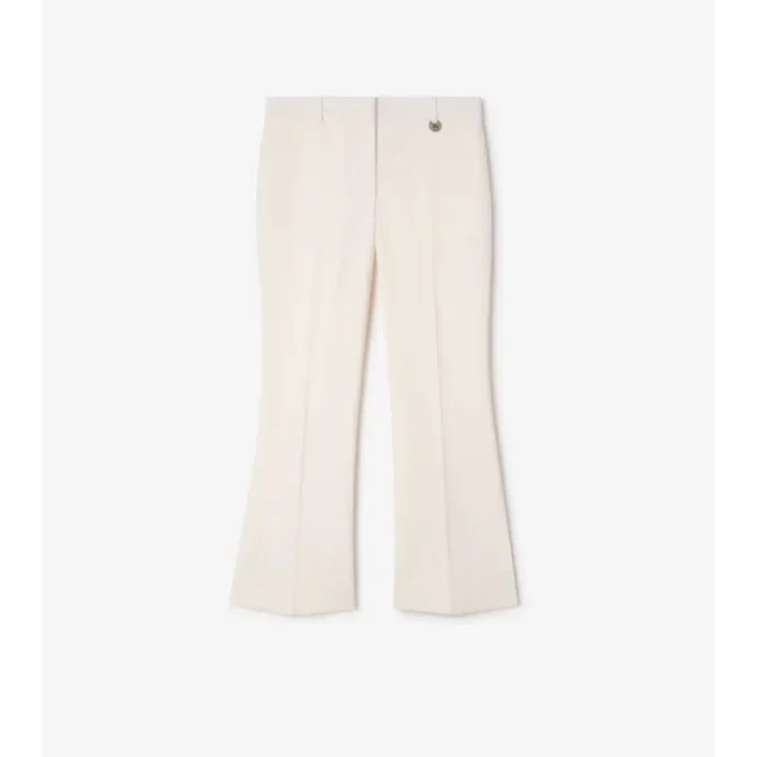 Cropped Wool Flared Trousers