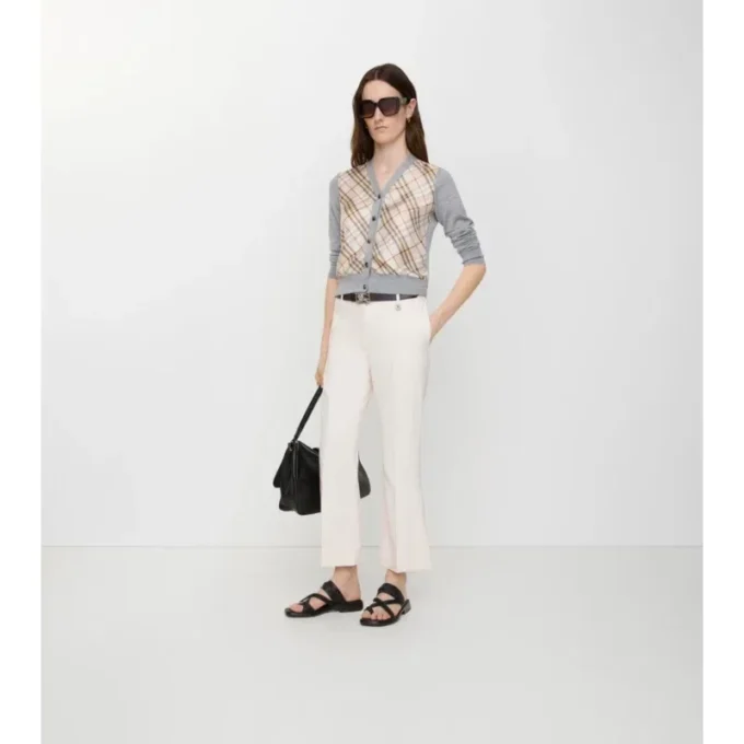 Cropped Wool Flared Trousers