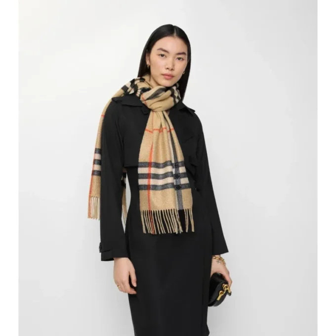 Crystal Gradient Check Cashmere Scarf