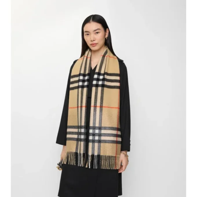 Crystal Gradient Check Cashmere Scarf