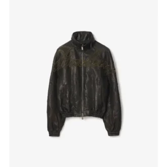 Cursive Logo Leather Jacket