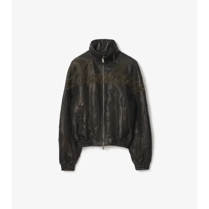 Cursive Logo Leather Jacket