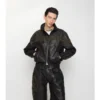 Cursive Logo Leather Jacket