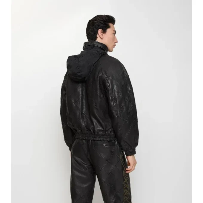 Cursive Logo Leather Jacket