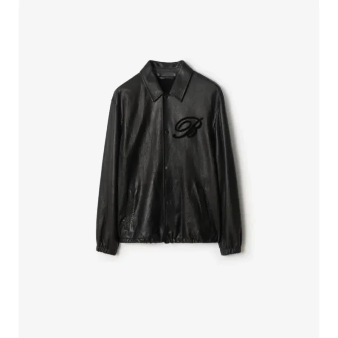 Cursive Logo Leather Overshirt