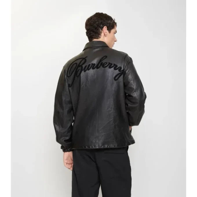 Cursive Logo Leather Overshirt