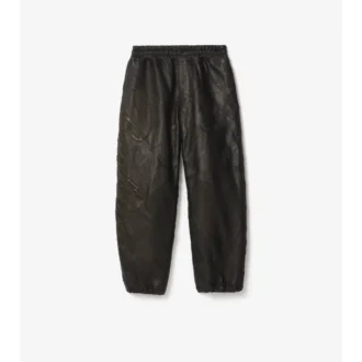 Cursive Logo Leather Trousers