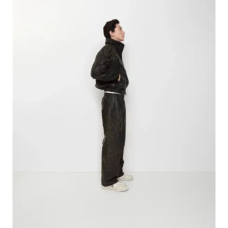 Cursive Logo Leather Trousers