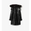Detachable Fringed Trim Leather Parka