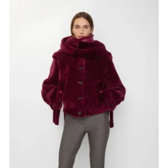 Detachable Scarf Shearling Jacket