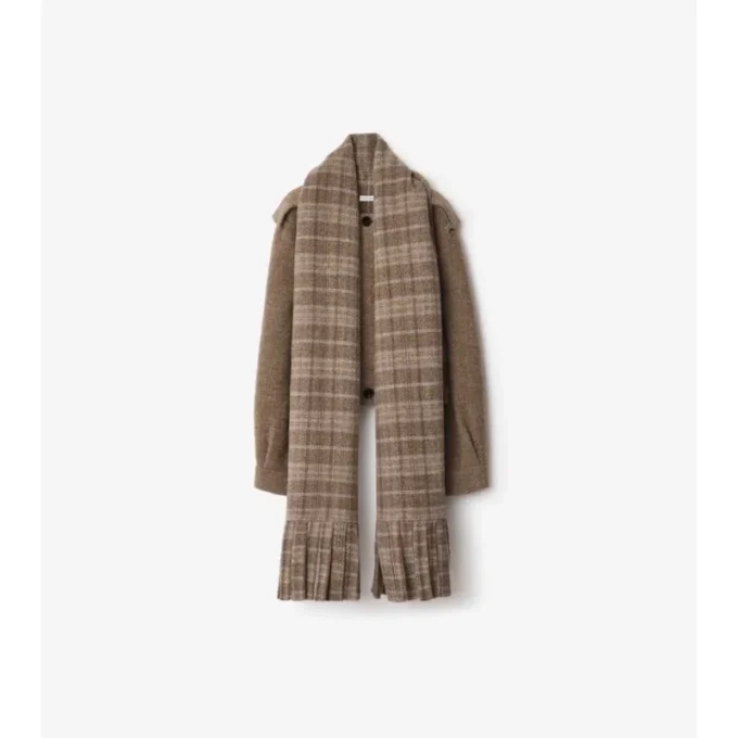 Detachable Scarf Wool Blend Jacket