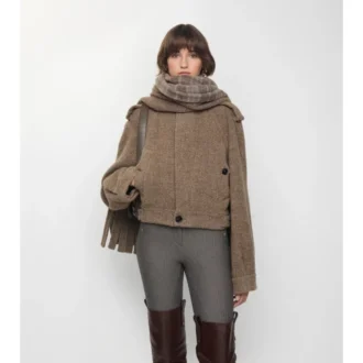 Detachable Scarf Wool Blend Jacket