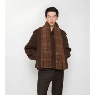 Detachable Scarf Wool Blend Jacket