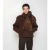 Detachable Scarf Wool Blend Jacket