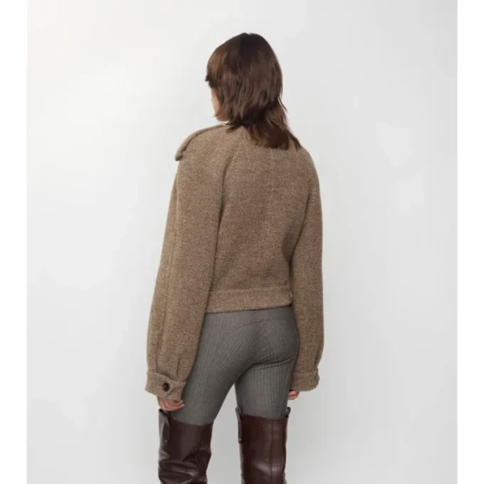 Detachable Scarf Wool Blend Jacket