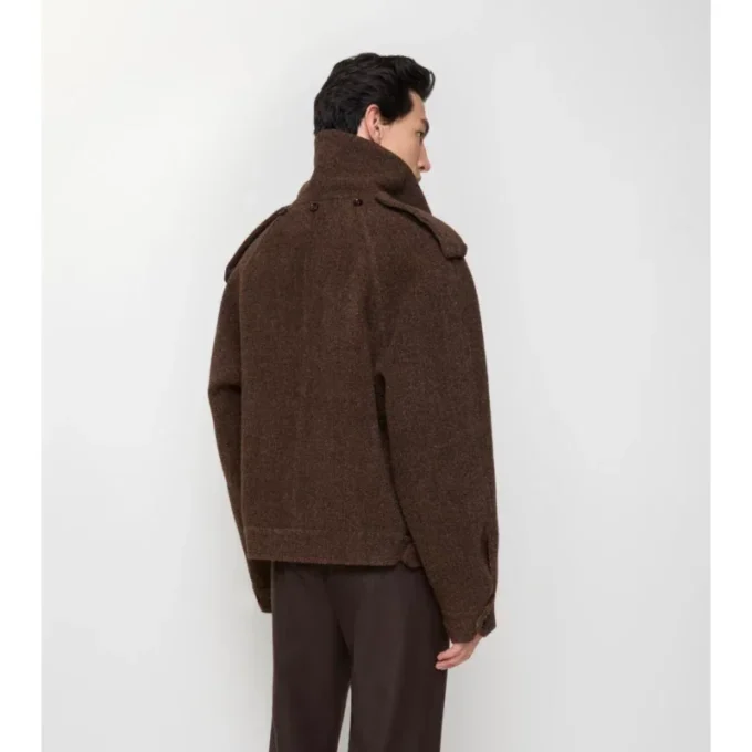 Detachable Scarf Wool Blend Jacket