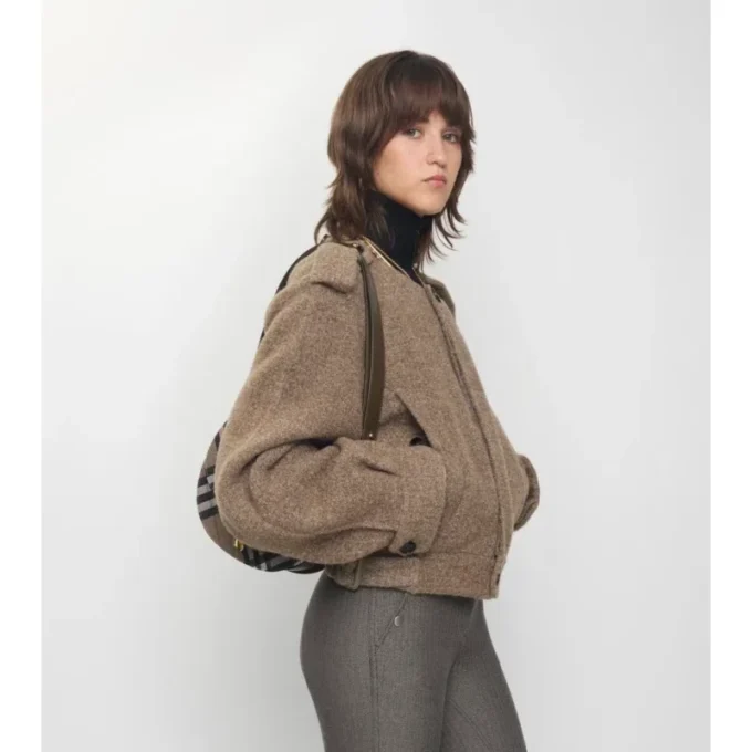 Detachable Scarf Wool Blend Jacket