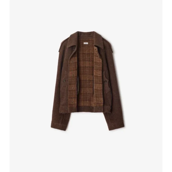 Detachable Scarf Wool Blend Jacket
