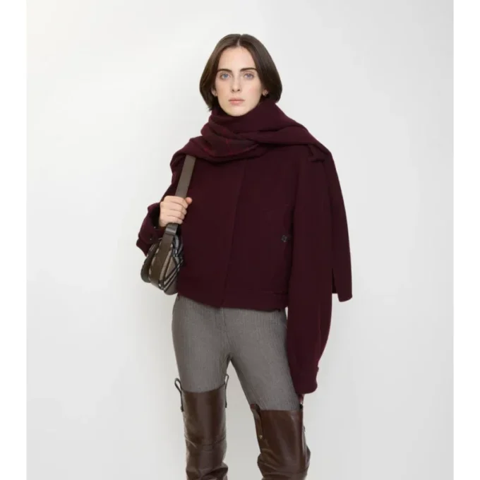 Detachable Scarf Wool Jacket