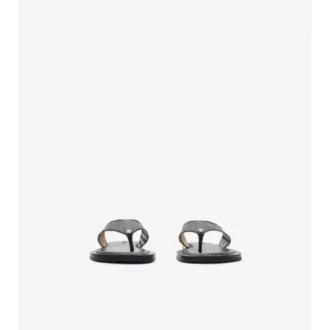 Embossed Check Leather Pavilion Sandals